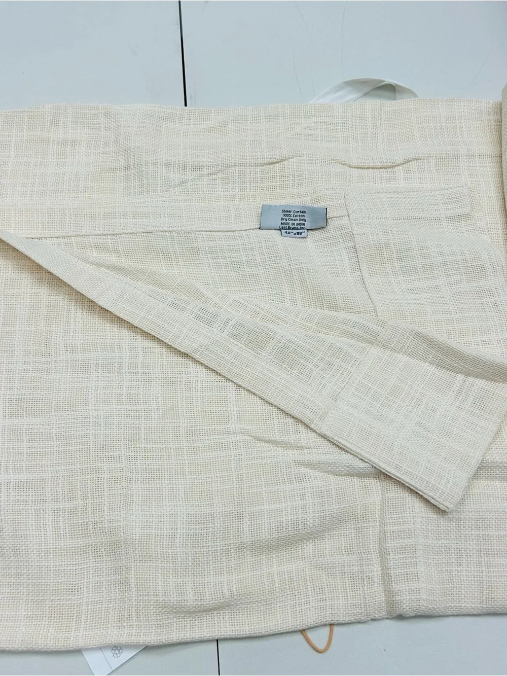 NWT QUINCE Set Of 2 48x96 Cotton Sheer Curtains Ivory 0515